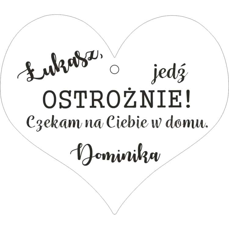 Zawieszka do auta z grawerem. Personalizowany prezent dla Chłopaka - obrazek 3