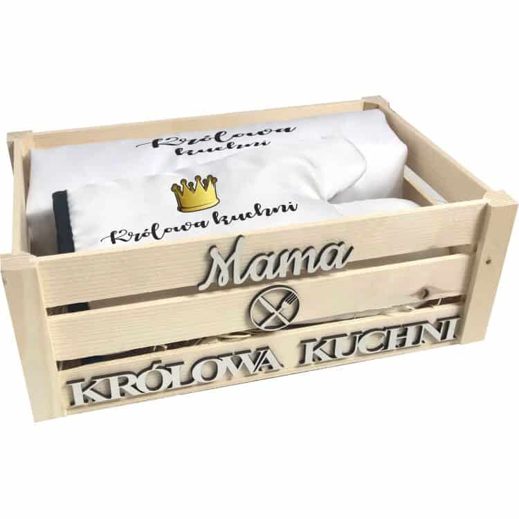 Prezent zestaw dla mamy fartuch i rękawica w skrzynce - obrazek 2