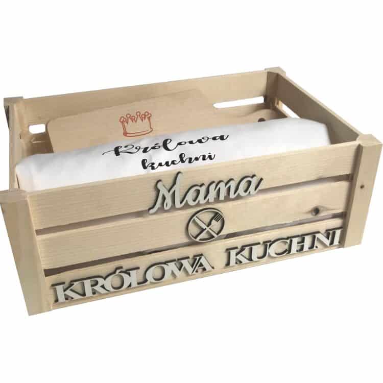 Prezent zestaw dla mamy fartuch i deska w skrzynce - obrazek 2