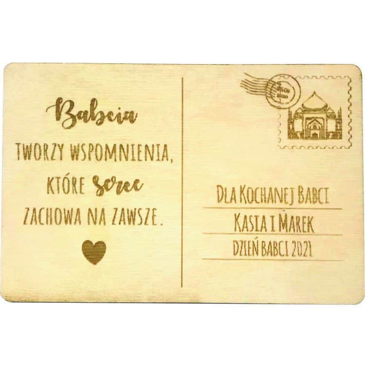 Prezent dla babci/dziadka  personalizowana drewniana kartka - obrazek 2
