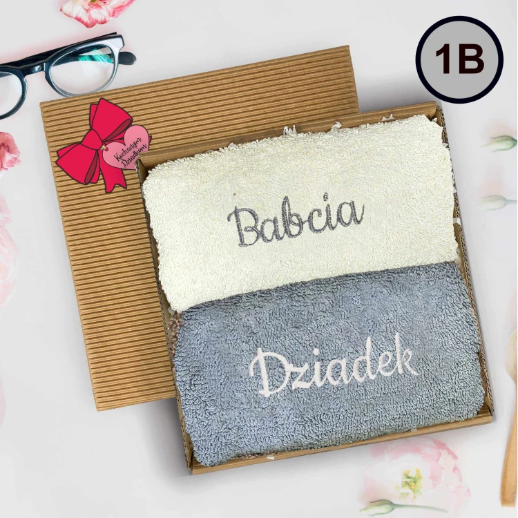 Ręczniki dla babci i dziadka w pudełku. Zestaw ręczników - obrazek 5