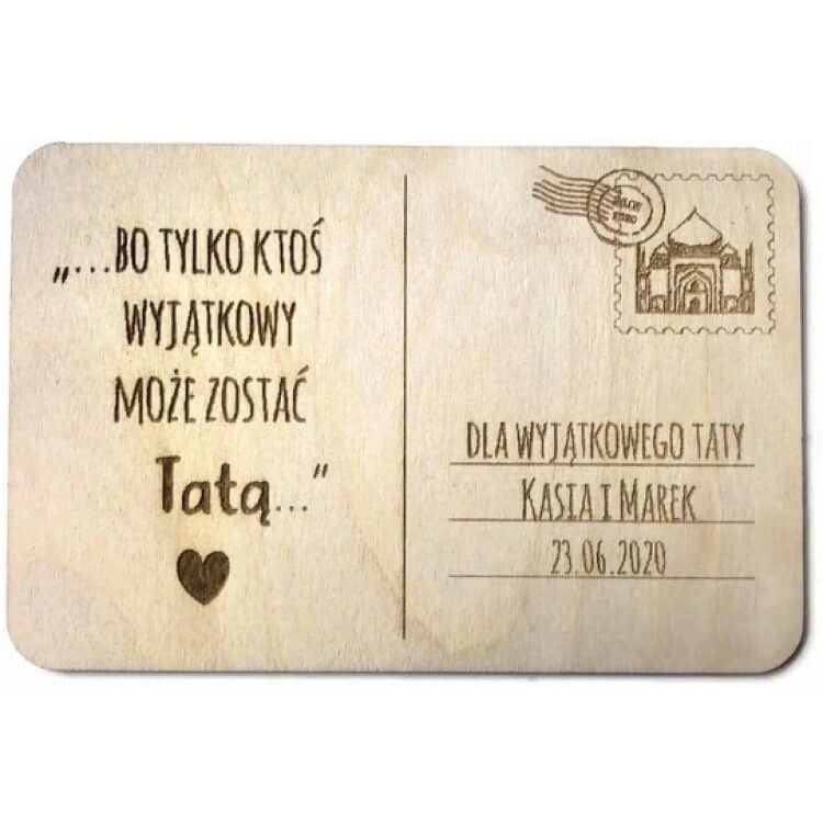 Prezent dla taty personalizowana drewniana kartka - obrazek 2