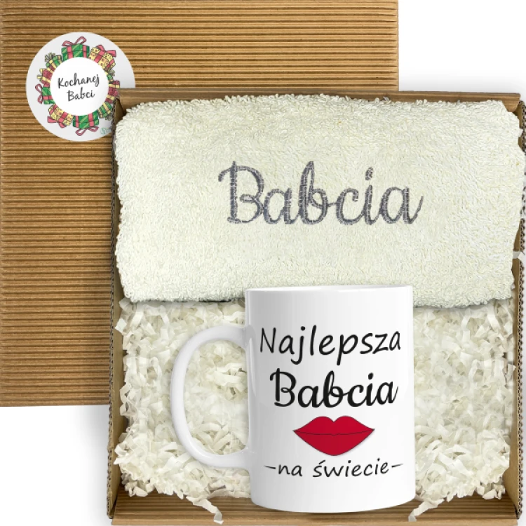 Kubek + ręcznik prezent dla babci w pudełku - obrazek 4