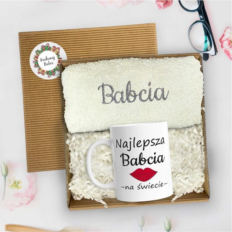 Kubek + ręcznik prezent dla babci w pudełku - obrazek 2