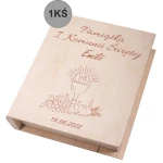 Biblia w drewnianym pudełku z grawerem. Pamiątka Pierwszej Komunii Świętej - obrazek 2
