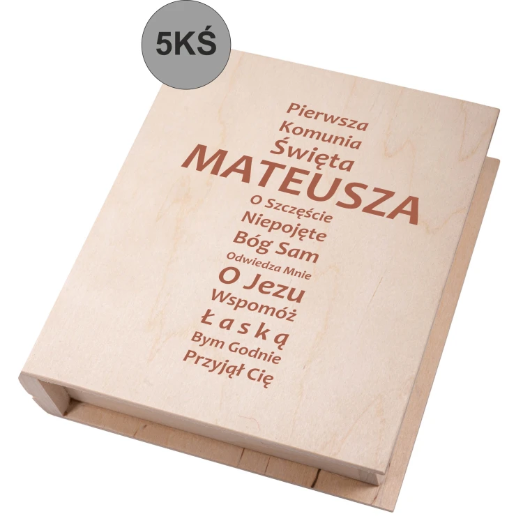 Biblia w drewnianym pudełku z grawerem. Pamiątka Pierwszej Komunii Świętej - obrazek 6