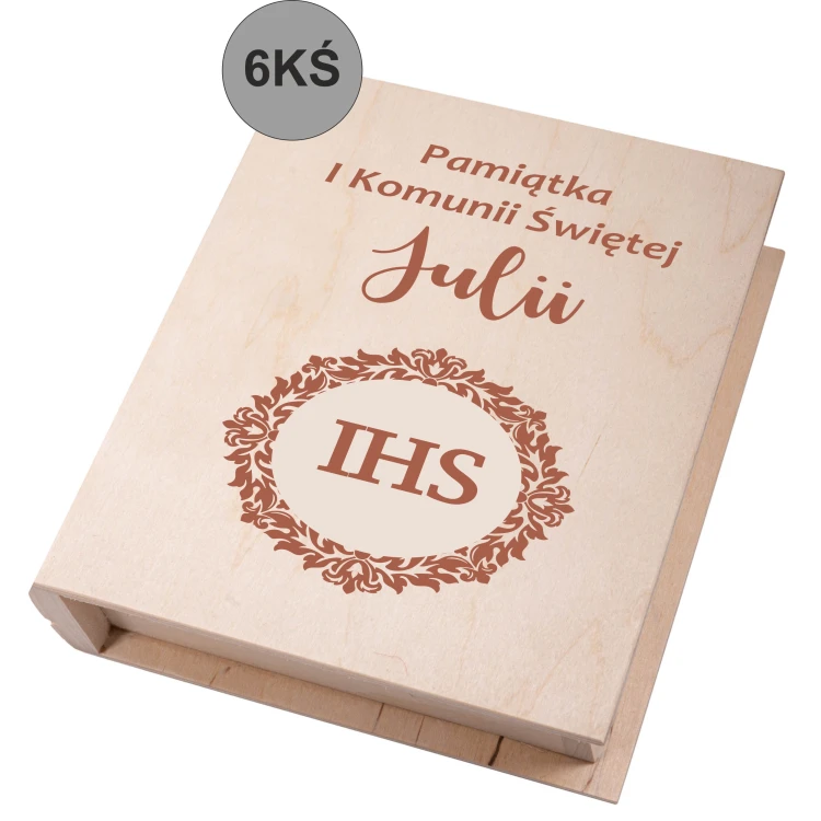 Biblia w drewnianym pudełku z grawerem. Pamiątka Pierwszej Komunii Świętej - obrazek 7