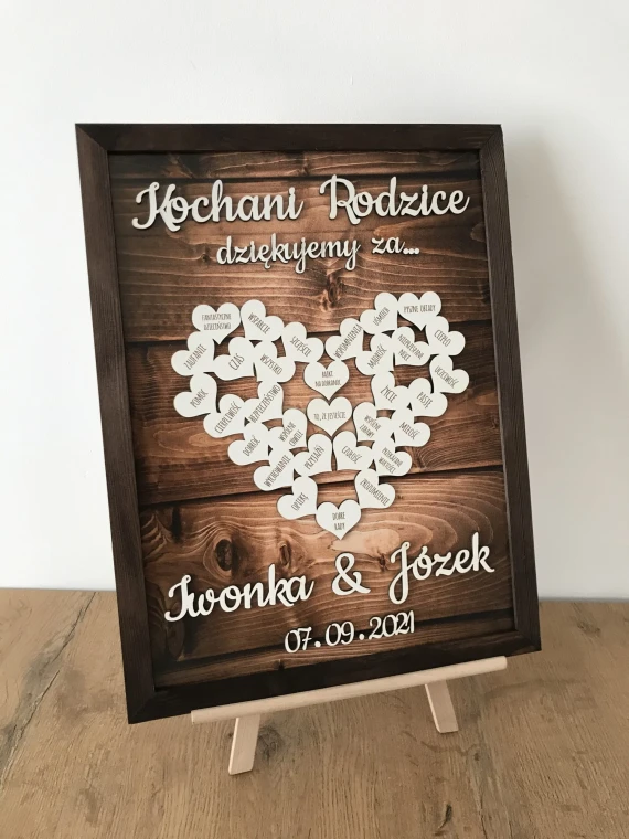 Podziękowanie dla rodziców na ślub wesele prezent 3D Serce - obrazek 3