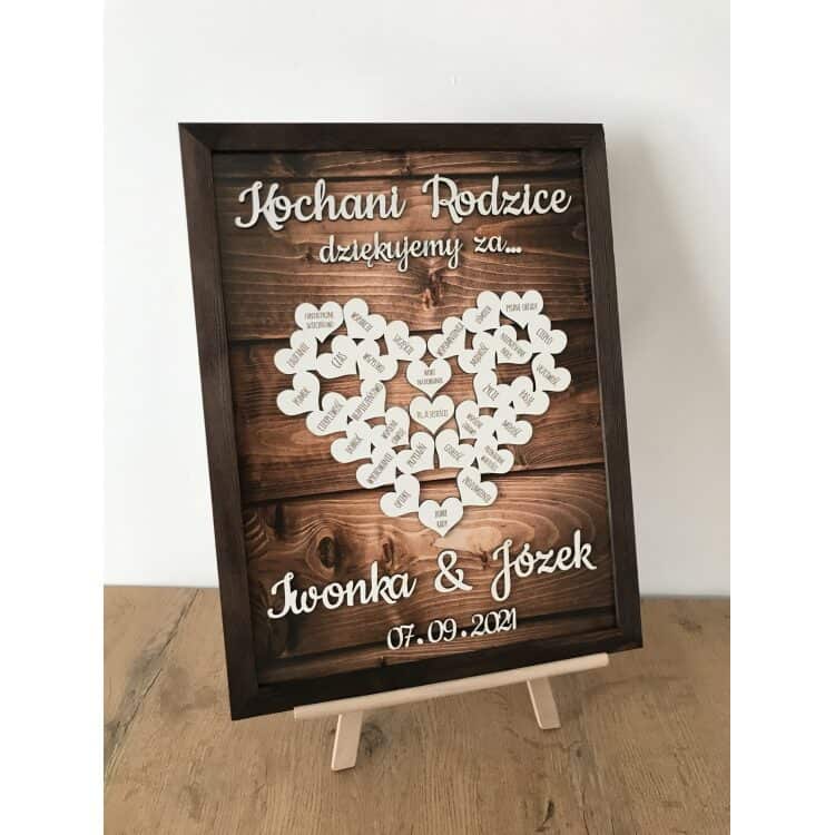 Podziękowanie dla rodziców na ślub wesele prezent 3D Serce - obrazek 3
