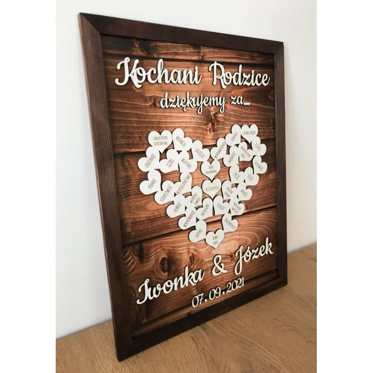 Podziękowanie dla rodziców na ślub wesele prezent 3D Serce - obrazek 2