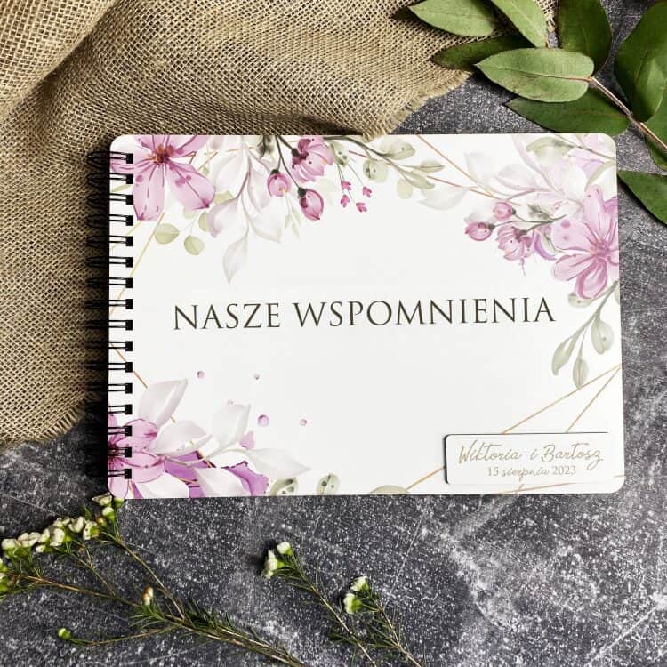 Biały Album na zdjęcia ślub wesele "Nasze wspomnienia" z nadrukiem - obrazek 3