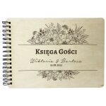 Drewniana Księga gości z ankietami na ślub wesele z grawerem personalizowanym