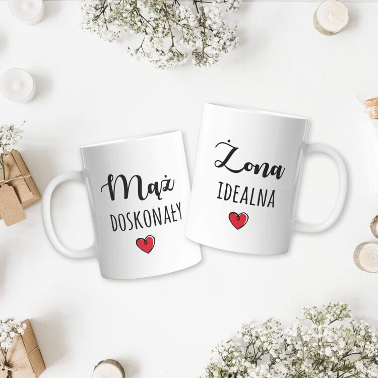 Prezent zestaw ręczników z kubkami w skrzynce żona idealna/mąż doskonały - obrazek 3