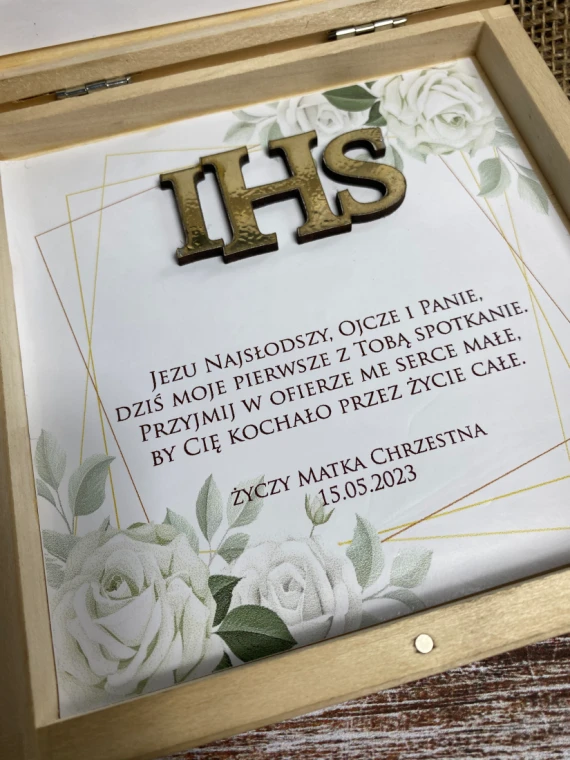 Pudełko na pieniądze gotówkę I Komunia Święta IHS Prezent na Komunię Św. - obrazek 3