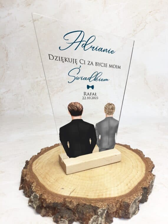 Elegancka Statuetka z Personalizowanym Nadrukiem dla Świadka - obrazek 2