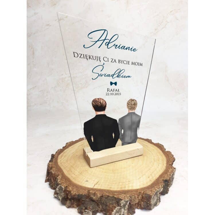 Elegancka Statuetka z Personalizowanym Nadrukiem dla Świadka - obrazek 2