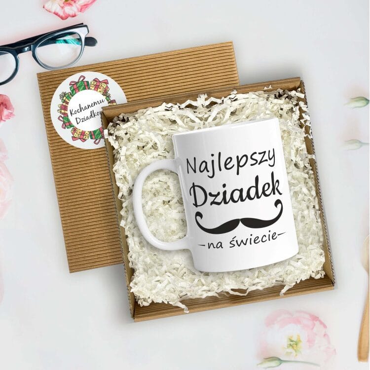 Kubek z Nadrukiem dla Babci Dziadka w Ozdobnym Pudełku - Prezent Upominek - obrazek 3