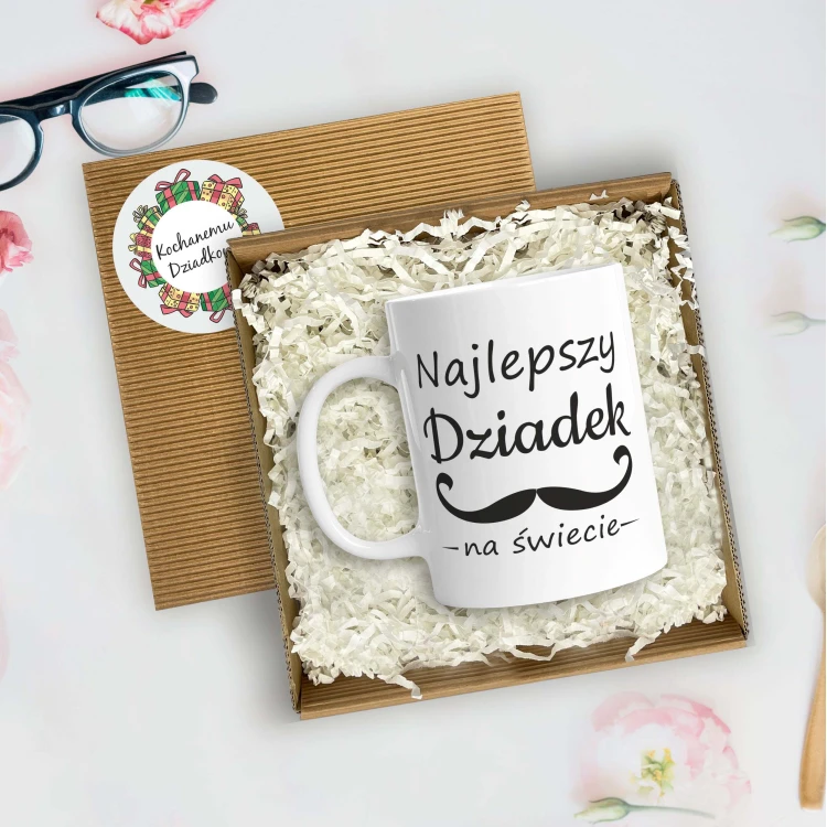 Kubek z Nadrukiem dla Babci Dziadka w Ozdobnym Pudełku - Prezent Upominek - obrazek 3