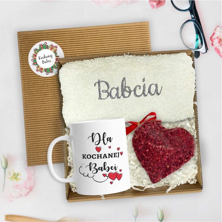 Elegancki Zestaw Prezentowy dla Babci z Kubkiem i Ręcznikiem - obrazek 2