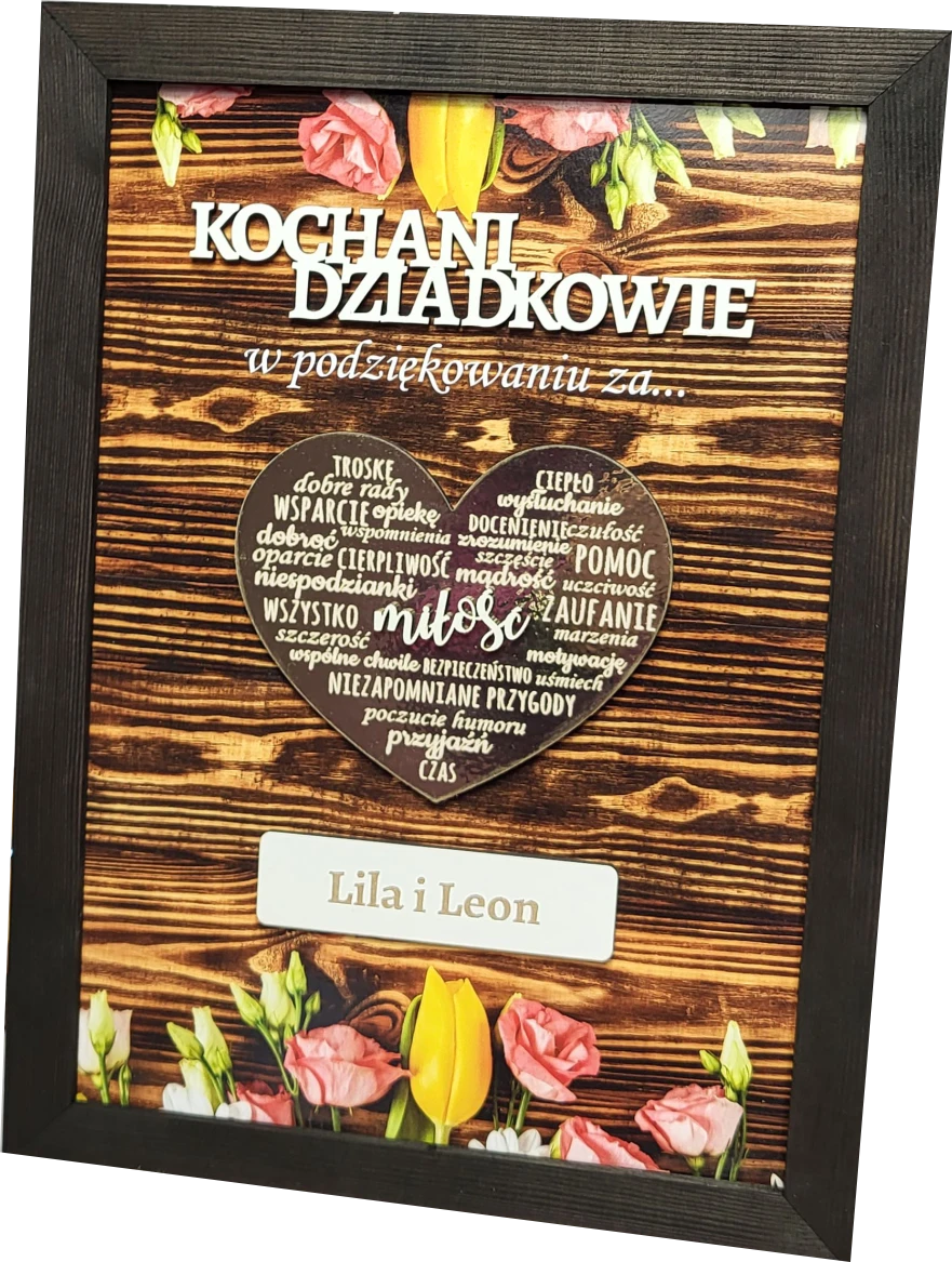 ef23b2b76355066eee8fc1452598cb22.png Ramka podziękowanie dla Babci i Dziadka z sercem 3D w kolorze złotego lustra - obrazek 1