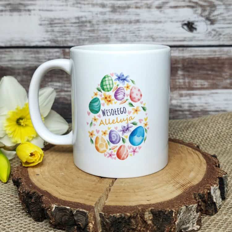 Ceramiczny kubek z nadrukiem świątecznym na Wielkanoc 330 ml - obrazek 2