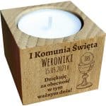 Świecznik z Personalizowanym Grawerem na Pierwszą Komunię . Podziękowanie dla gości