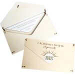 Elegancka Drewniana Koperta Komunijna z Hostią - Personalizowany Prezent na Pierwszą Komunię
