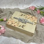 Personalizowane Drewniane Pudełko na Komunię z Aniołkiem złotym Magnes - obrazek 3
