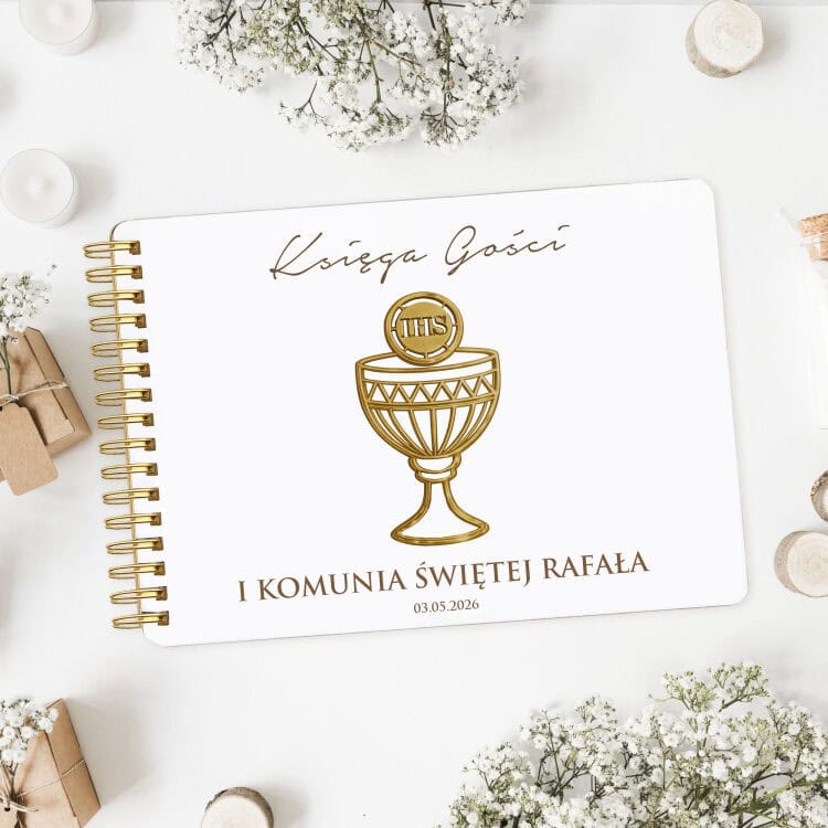 Księga Gości Komunijna z Grawerowym Kielichem - Album z Personalizacją - obrazek 2