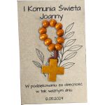 Podziękowanie dla Gości Pierwszej Komunii Świętej z Drewnianą Dziesiątką Różańca