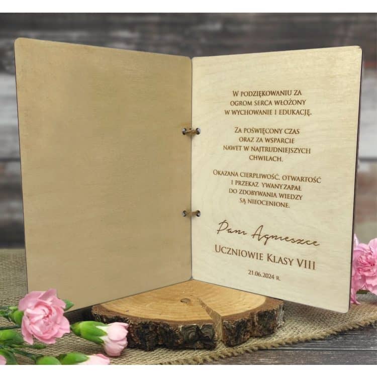 Drewniana Kartka Podziękowanie Personalizowana dla Nauczyciela - obrazek 3