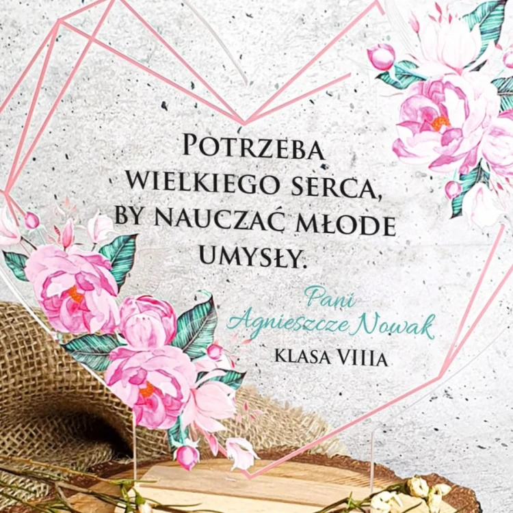 Statuetka Serce z nadrukiem Prezent dla Nauczyciela Upominek - obrazek 3