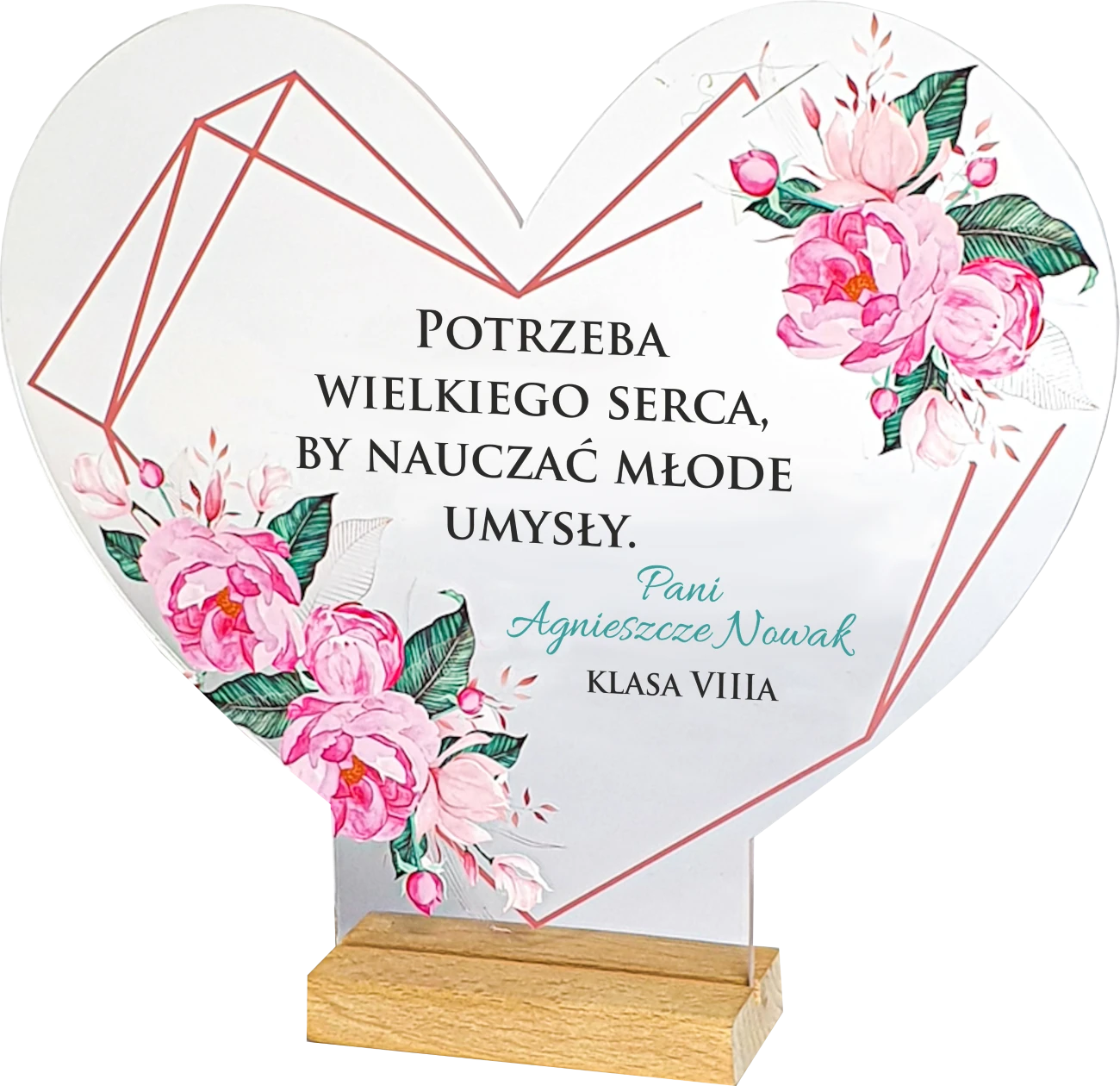 fccb85a9e590f33d581bc9c7530aacd5.png Statuetka Serce z nadrukiem Prezent dla Nauczyciela Upominek - obrazek 1