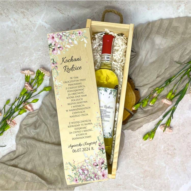 Eleganckie Pudełko na Wino z Personalizacją - Wyjątkowy Prezent na Ślub dla Rodziców Dziadków Chrzestnych - obrazek 3
