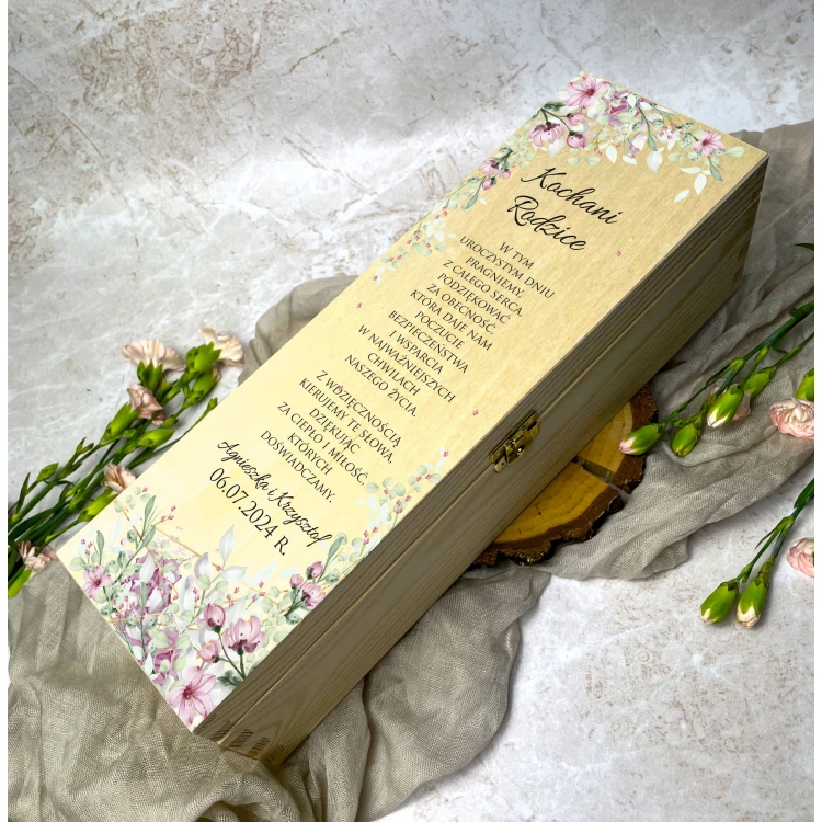 Eleganckie Pudełko na Wino z Personalizacją dla Rodziców - Wyrafinowany Prezent Ślubny - obrazek 2