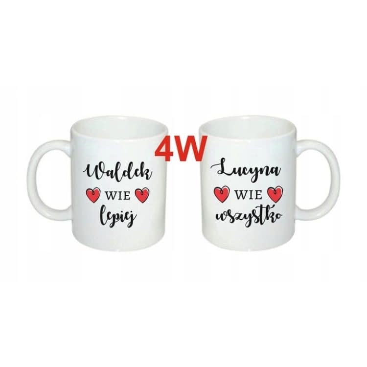 Drewniana skrzynka z haftowanymi ręcznikami i personalizowanymi kubkami na ślub - wyjątkowy podarunek dla nowożeńców. - obrazek 6
