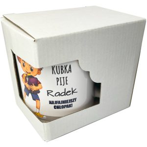 Ozdobne pudełko na kubek z okienkiem – eleganckie opakowanie na prezent