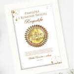 Prezent na Pierwszą Komunię Pamiątka ramka ze złotą hostią - obrazek 3