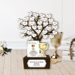 Drewniane drzewko - statuetka, Podziękowanie dla Chrzestnych, Dziadków, Rodziców z personalizacją chłopiec - obrazek 2