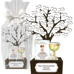 Drewniane drzewko - statuetka, Podziękowanie dla Chrzestnych, Dziadków, Rodziców z personalizacją chłopiec