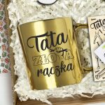 PREZENT DLA TATY ZESTAW PREZENTOWY ZŁOTY KUBEK MIARKA MAGNES BOX DZIEŃ OJCA - obrazek 3