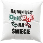 Poduszka z napisami "Najfajniejszy chłopak na Świecie" dla chłopaka