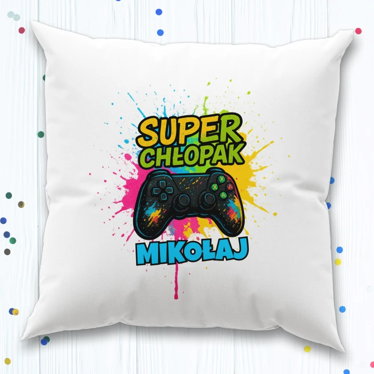 Personalizowana Poduszka z nadrukiem dla gracza "Super chłopak" - obrazek 2
