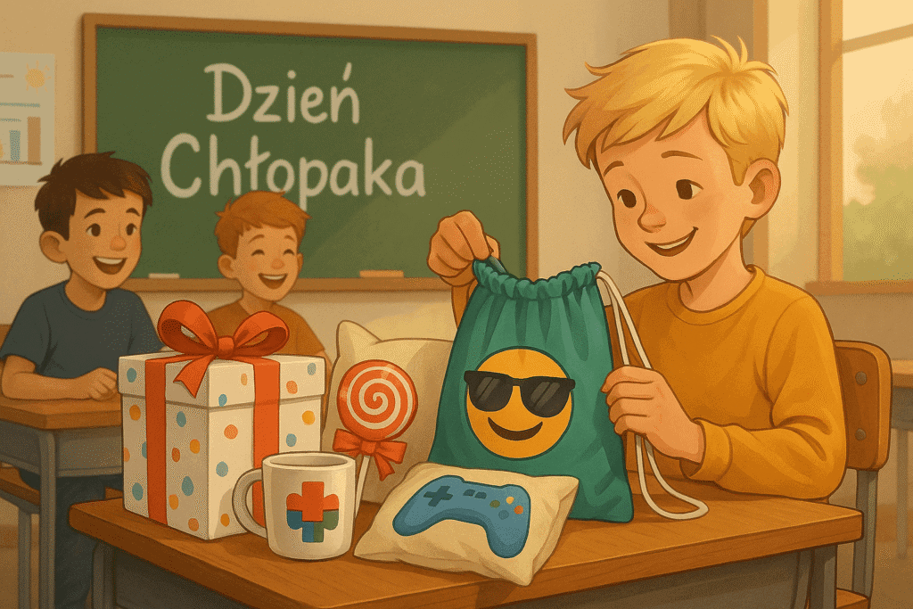 Chłopcy w klasie z prezentami – pomysły na dzień chłopaka w szkole