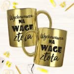 złoty kubek z nadrukiem dla wychowawcy