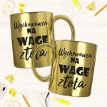 złoty kubek z nadrukiem dla wychowawcy