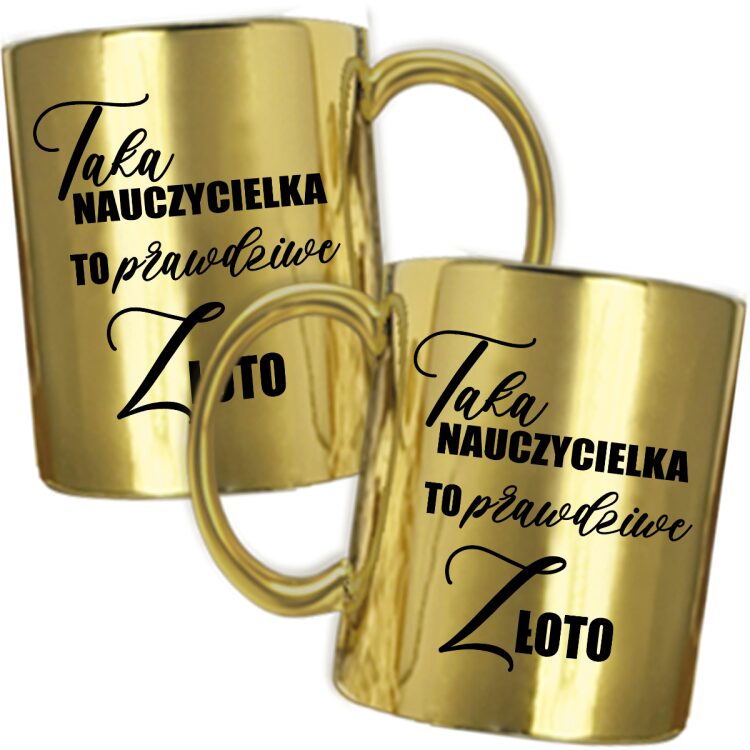 ZŁOTY KUBEK PREZENT NA DZIEŃ NAUCZYCIELA NAUCZYCIELKA SZKOŁA  - obrazek 3