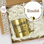 Upominkowy zestaw dla dziadka - złoty kubek 330 ml i podkładka w pudełku - obrazek 3