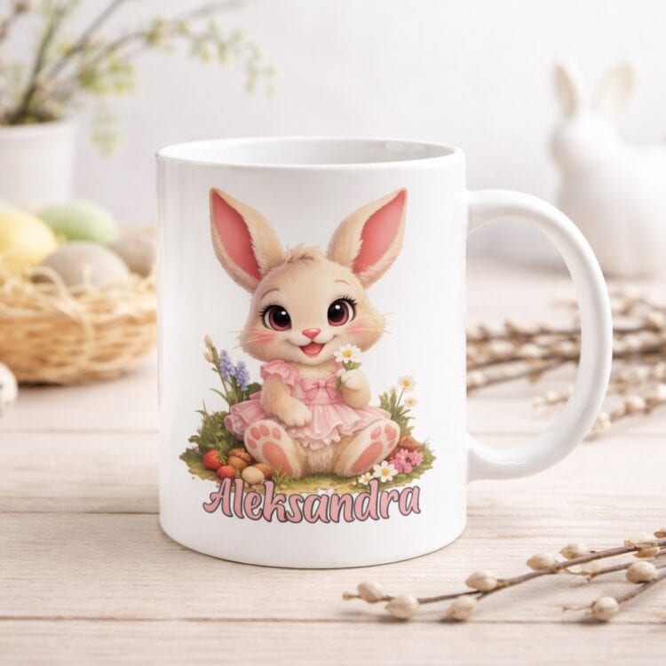Zajączek z imieniem dla chłopca - Kubek świąteczny na wielkanoc 330 ml - obrazek 2