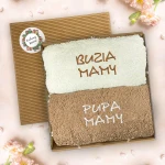 Otwarty zestaw ręczników dla mamy z haftami Buzia mamy i Pupa mamy